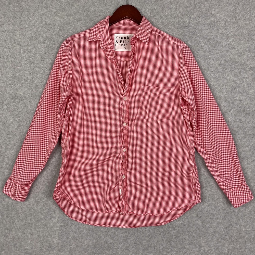 Frank & Eileen Shirt Womens Small Pink Check The Hero Cotton Button Long Sleeve